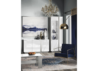 Set di mobili da soggiorno design: credenza, tavolino, comò, vetrina 3 pezzi.