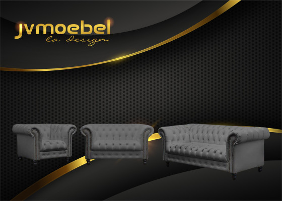 Moderno set di designer con 3 posti Chesterfield set da soggiorno