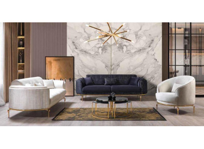 Set di divani di lusso composto da 3+3+1 posti in legno divani poltrona divano