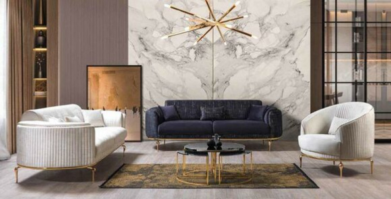 Divano a tre posti di lusso moderno in tessuto 234 cm.