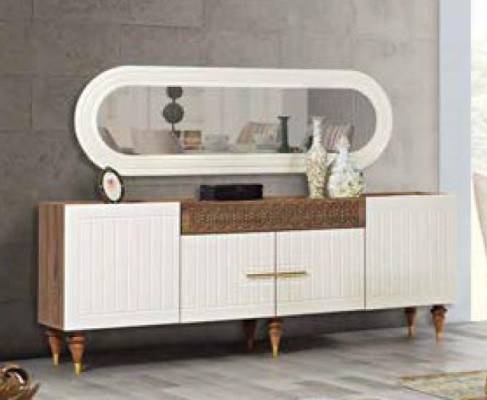 Comò cassetti legno credenza specchio massiccio comodini soggiorno.