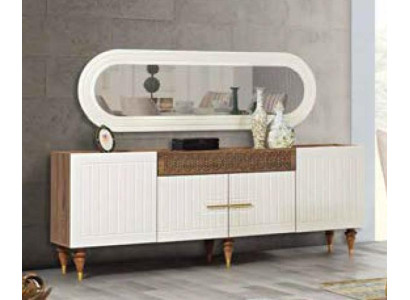 Comò cassetti legno credenza specchio massiccio comodini soggiorno.