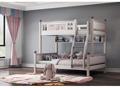 Letto a castello a due piani Lucido Naturale Letto a castello Letto a soppalco Letto per bambini Piano Letti Letto