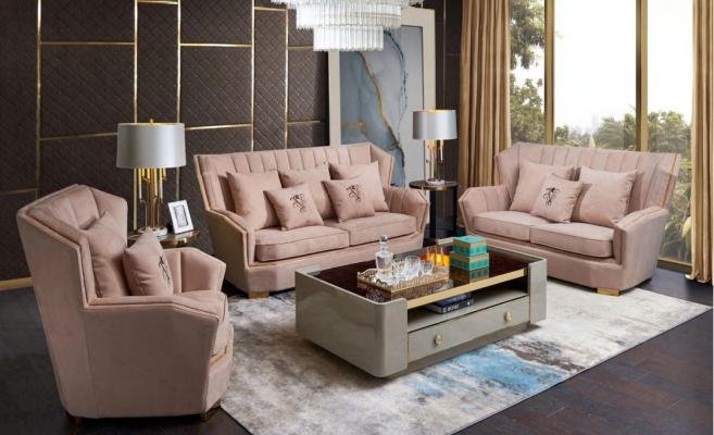 Divano imbottito Couch moderno di lusso con set da 3+2+1 posti, divano di design nuovo.