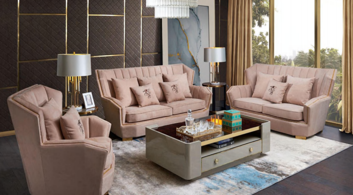 Divano imbottito Couch moderno di lusso con set da 3+2+1 posti, divano di design nuovo.