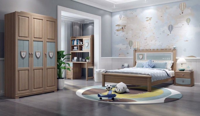 Camera per ragazzi con set per bambini Letto Comò Armadio 5 pezzi Camera da letto Nuovo