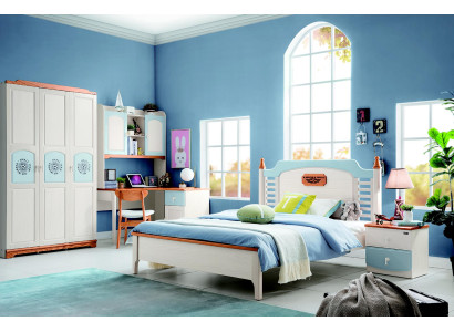 Camera da letto set 5 pezzi. Letto 2 comodini Scrivania Letto bambino Mobili in legno massiccio