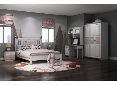 Camera da letto per ragazzi completa per bambini Set letto Armadio Comò Bianco 5 pezzi Nuovo