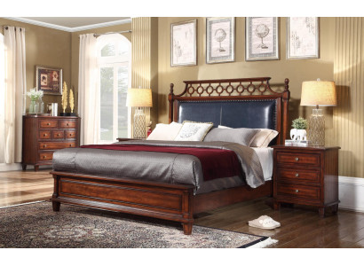 Letto 2x Comodino 3 pezzi. Set camera da letto Design Letto di lusso Classico Imbottito