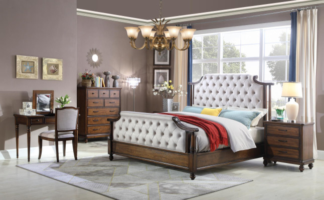 Letto Imbottito Design Di Lusso, Letti Matrimoniali Doppie In Stile Hotel, Camera Da Letto In Pelle Stile Chesterfield.
