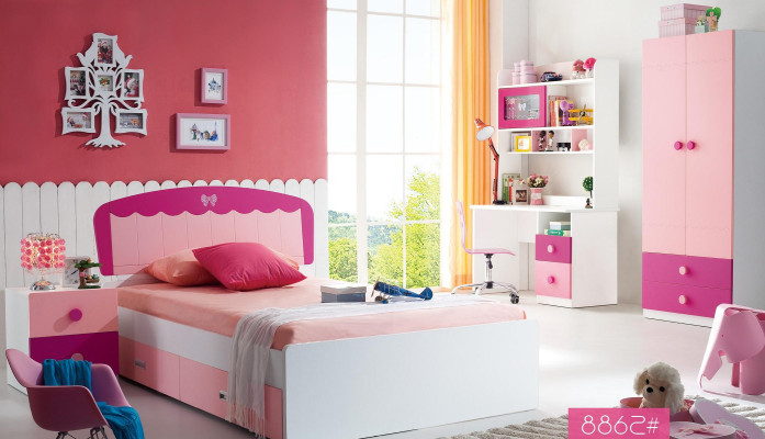 Set tavolo letto armadio cassettiera 4 pezzi completo camera da letto per ragazzi per bambini