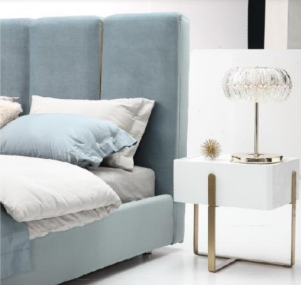 Camera da letto 3 pezzi. Set Letto 2x Comodino Console Imbottita Doppio Letto Hotel