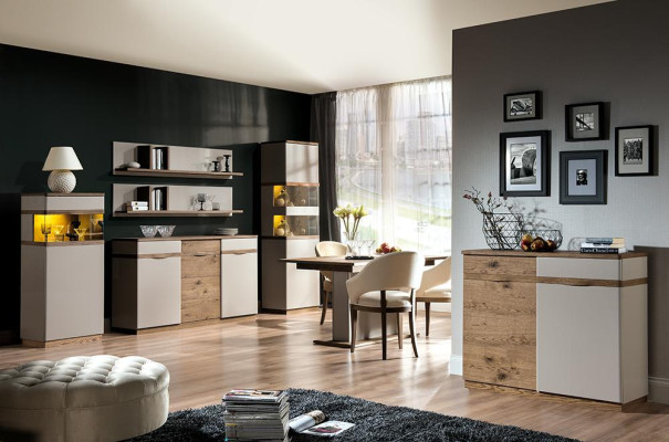 Vetrina stile moderno collezione soggiorno Vetrina armadio scaffale credenza bianca