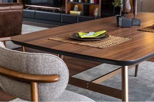 Designer Tavolo da pranzo marrone Tavoli Tavolo + 4x Sedia con schienale Mobili Set 5 pezzi.