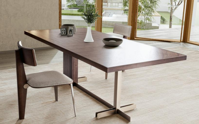Tavolo da pranzo marrone, tavoli da designer + 4 sedie con schienale, set di mobili 5 pezzi.
