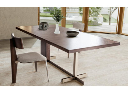 Tavolo da pranzo marrone, tavoli da designer + 4 sedie con schienale, set di mobili 5 pezzi.