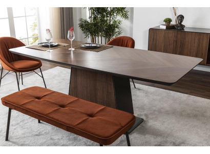 Mobili da seduta, panca imbottita, panca in legno, imbottita, stoffa, moderna, arancione, nuova.