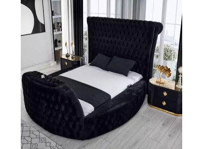 Moderno letto Chesterfield di lusso di colore nero.