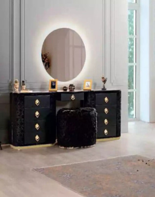 Mobili da camera da letto di lusso moderni in tessuto di alta qualità e legno stabile.