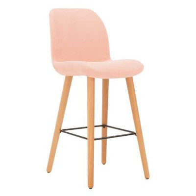Sedia rosa moderna, sgabello da bar design in legno elegante, arredamento di lusso, sgabello nuovo.