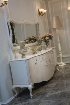 Comò Armadio Scaffale Consolle Mobile Armadio in legno Set 2 pezzi Comò Specchio Nuovo