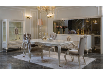 Stile classico a 7 pezzi per un elegante set da pranzo.