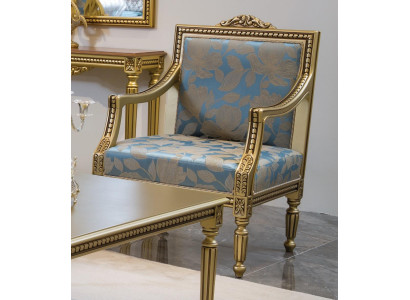 Poltrona Imbottita Sedie Oro Tessuto Design di Lusso Sedia Singola Classica