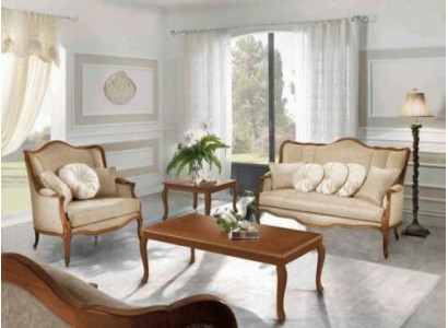 Set di divani 3+2 posti, design divano imbottito classico in legno massello, due pezzi.