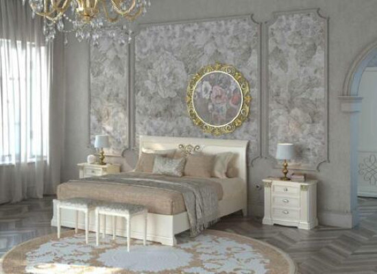 Letto + 2 comodini 3 pezzi Set camera da letto Design Moderno Lusso Mobili classici in legno massello