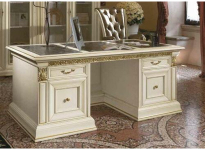 Scrivania Ufficio Tavolo di Legno Massello Tavoli Barocchi Rococò Stile Antico 186x91cm Nuovo
