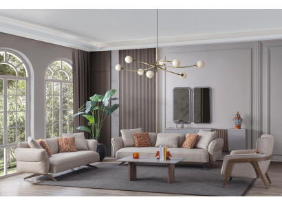 Set da soggiorno moderno di lusso 4 pezzi. Poltrona 4+3 posti e tavolino nuovo.