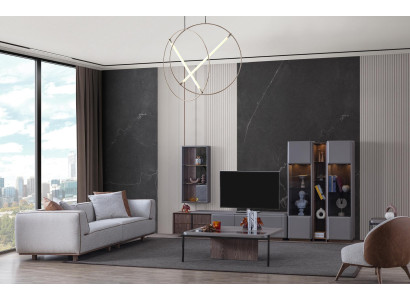 Set da soggiorno moderno 7 pezzi. Pareti attrezzate per salotto armadio soggiorno.