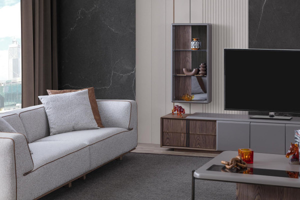 Set da soggiorno moderno 7 pezzi. Pareti attrezzate per salotto armadio soggiorno.