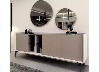 Mobile porta TV in stile moderno di lusso per il salotto, di colore grigio.