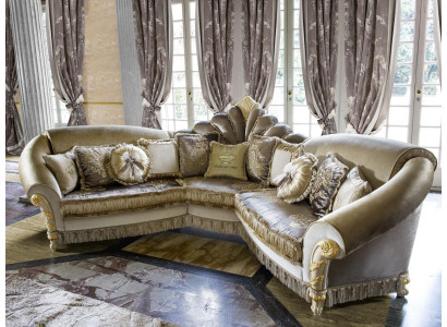 Divano ad angolo a L in tessuto imbottito, design di lusso, divano a tre posti per soggiorno.