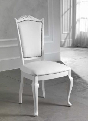 Set da pranzo Tavolo da pranzo 4 sedie Comò Vetrina Gruppo Bianco Nuovo 7 pezzi.