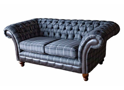 Design Chesterfield Tessuto di lusso 2 posti in tessuto Divano imbottito Nuovo