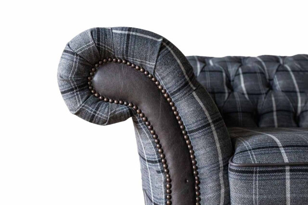 Chesterfield poltrona divano da 1 posto in tessuto stoffa cuscini imbottiti nuovo