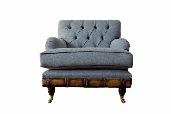 Poltrona Poltrona orecchie Posti Stoffa Lusso Soggiorno Classico Chesterfield