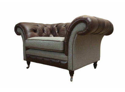 Chesterfield poltrona a orecchie grigia divano poltrona divano divano in pelle nuovo
