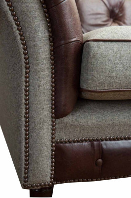 Chesterfield poltrona a orecchie grigia divano poltrona divano divano in pelle nuovo