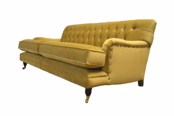 Divano 3 posti Giallo Divano imbottito Soggiorno Design elegante Classico