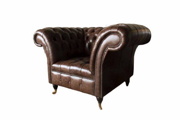 Sedia Chesterfield design classico soggiorno imbottita in stile monoposto.