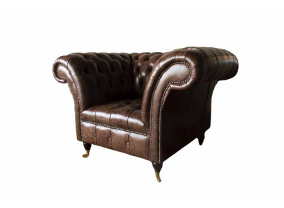 Sedia Chesterfield design classico soggiorno imbottita in stile monoposto.