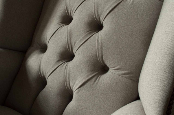 Sedia grigia per orecchie poltrona design imbottita Chesterfield in tessuto per salotto