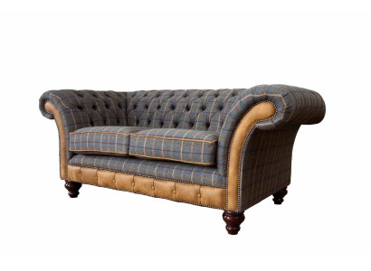 Chesterfield Divano 2 posti Design Divano Tre Posti Arredamento di lusso Stile Tessile Divani