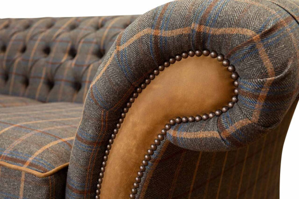 Chesterfield Divano 2 posti Design Divano Tre Posti Arredamento di lusso Stile Tessile Divani
