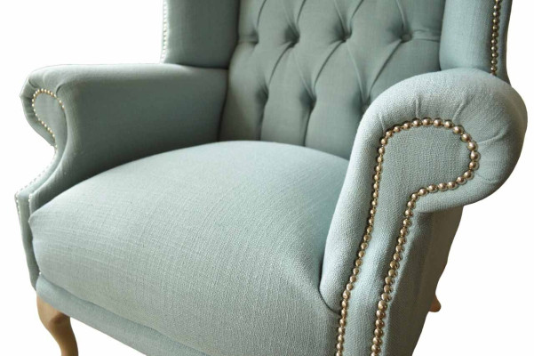 Poltrona poltrona poltrona design bianco divano Chesterfield tessuto nuovo