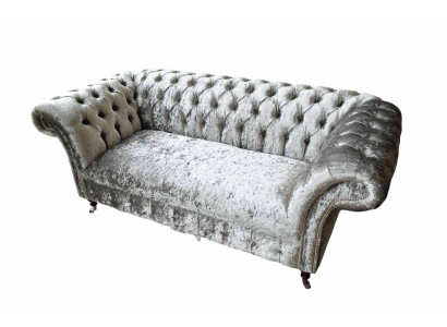 Divano Chesterfield design 2 posti grigio imbottito, divani nuovi.