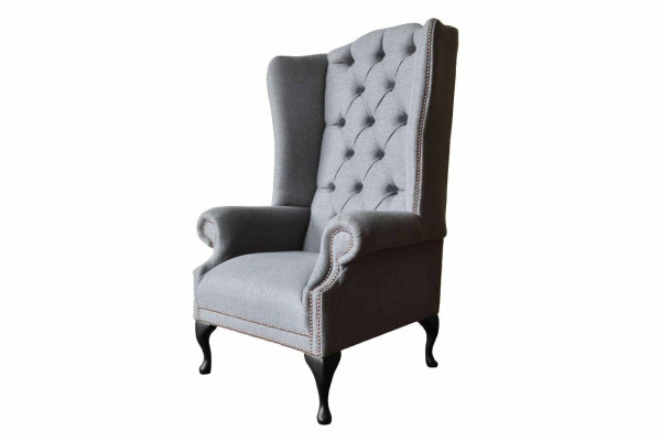 Poltrona Chesterfield Grigio in tessuto a una piazza.